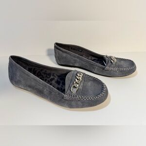 Vionic Mesa Loafers Suede Leather Moccasins Orthaheel Slip-on Chain Womens 10